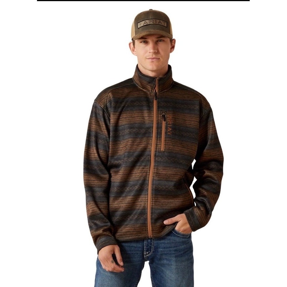 Ariat Caldwell Full Zip Sweater Mens Large Brown XL Southwestern Fleece Jacket
